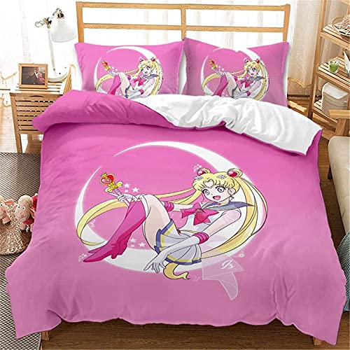 Fgolphd Sailor Moon bettwäsche Kinderbettwäsche 3D-Digitaldruck -Mikrofaser,Bettbezug Mit Kissenbezug Allgemein für Erwachsene und Kinder (135 * 200cm,9) von Fgolphd