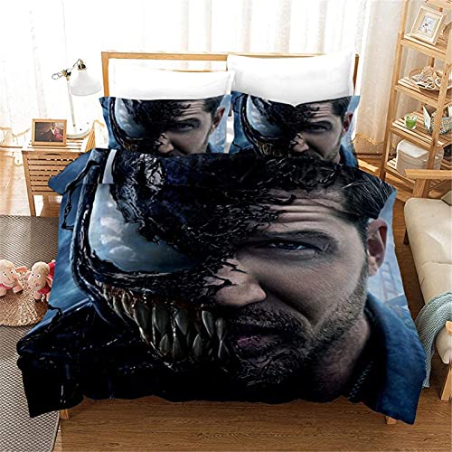 Fgolphd Sci-Fi-Thema-Bettwäsche-Set, 3D-Venom-Bettbezug-Set, weiche 100% Mikrofaser, Bettbezug und Kissenbezug, geeignet für Jungenzimmer-Dekoration (200 x 200 cm,8) von Fgolphd