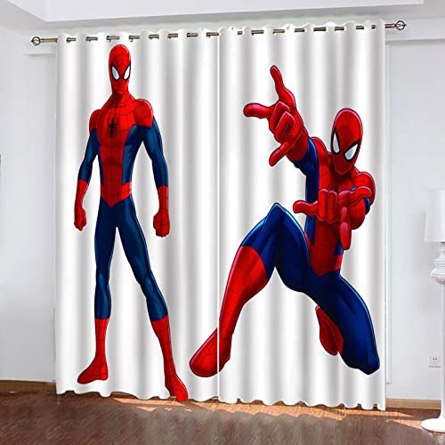 Fgolphd Spidermen Anime Verdunkelungsvorhang Wasserdichter Stoff Gardinen Für Kinderzimmer,Ösen Oben Für Gardinen?3D-Digitaldruck 100% Polyester (5,220×215(BxH) cm) von Fgolphd