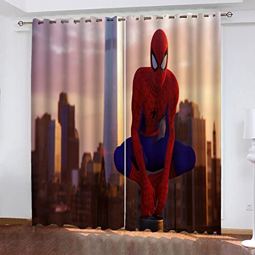 Fgolphd Spidermen Anime Verdunkelungsvorhang Wasserdichter Stoff Gardinen Für Kinderzimmer,Ösen Oben Für Gardinen?3D-Digitaldruck 100% Polyester (20,100×140(BxH) cm) von Fgolphd