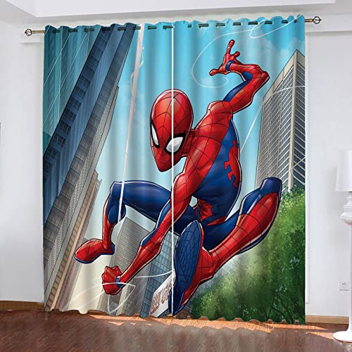 Fgolphd Spidermen Anime Verdunkelungsvorhang Wasserdichter Stoff Gardinen Für Kinderzimmer,Ösen Oben Für Gardinen?3D-Digitaldruck 100% Polyester (3,220×215(BxH) cm) von Fgolphd