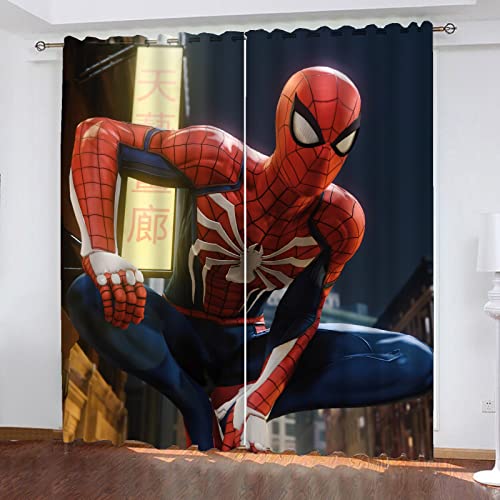 Fgolphd Spiderhero Opaque Set of 2 Blackout Curtains Eyelet Curtains Opaque Heat Insulation Polyester Bedroom (6.280 × 245 cm) von Fgolphd