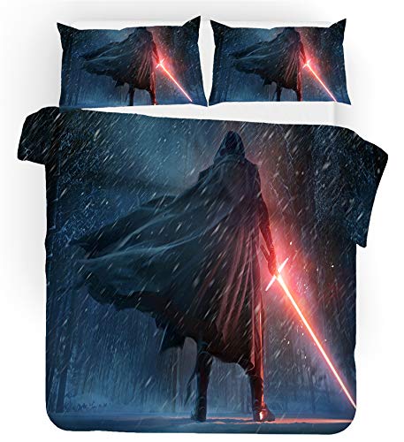 Fgolphd Star Wars Bettwäsche Mit Kissenbezug,Reversible Pattern 100% Mikrofaser, 3D-Digitaldruck Bettbezug Allgemein Für Kinder Und Erwachsene (135 x 200 cm,8) von Fgolphd