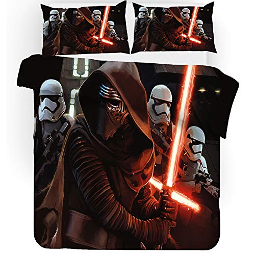 Fgolphd Star Wars Bettwäsche Mit Kissenbezug,Reversible Pattern 100% Mikrofaser, 3D-Digitaldruck Bettbezug Allgemein Für Kinder Und Erwachsene (135 x 200 cm,9) von Fgolphd