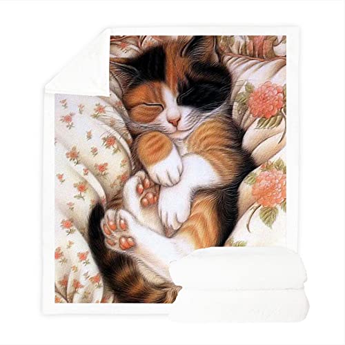 Fgolphd Süße KatzeKuscheldecke Decke Sofa, Fleece-Decke Mit Katze, Cartoon-Motiv, Für Kinder, Teenager, Erwachsene, Flauschige Weiche Decke, Bett (1,150 * 200cm) von Fgolphd