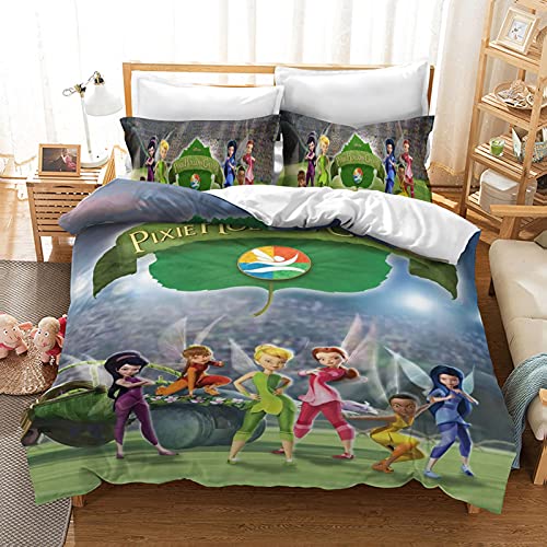 Fgolphd Tinkerbell Elf bettwäsche und Kissenbezug 3D Digital Print Mikrofaser Bettwäsche-Sets Für mädchen Teenager Jugendliche (11,Single 135×200CM) von Fgolphd