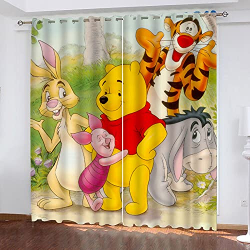 Fgolphd Verdunkelungsvorhang im Winnie The Pooh, wasserdichter Stoff gardinen für kinderzimmer,Ösen Oben für gardinen, 100% Polyeste,2 Paneele (9,280×180(BxH)) von Fgolphd