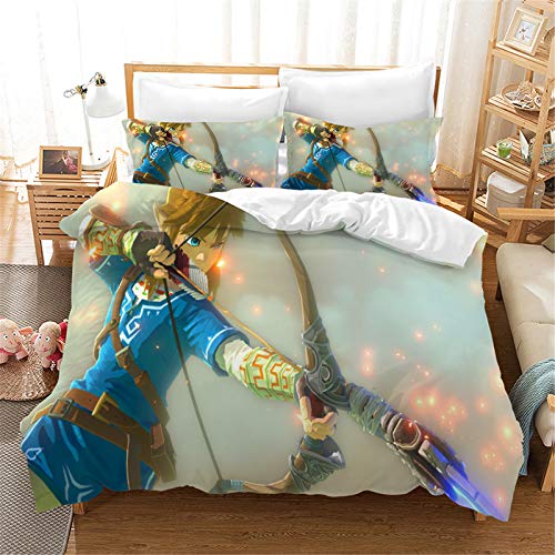 Fgolphd Zelda bettwäsche und Kissenbezug 3D Digital Print Mikrofaser Bettwäsche-Sets Für mädchen Teenager Jugendliche (9,Double 200×200CM) von Fgolphd