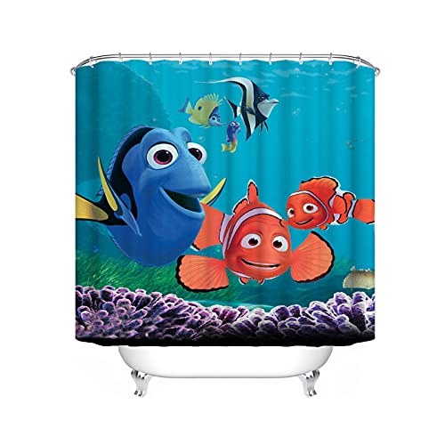 FgolphdDuschvorhang Finding Nemo 120x200 180x200, Textil Ozean Welt Delfin Bunt Shower Curtains Wasserdicht Dekorieren Sie Ihr Badezimmer (120 * 200,7) von Fgolphd