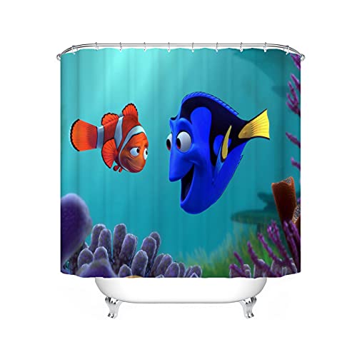 FgolphdDuschvorhang Finding Nemo 120x200 180x200, Textil Ozean Welt Delfin Bunt Shower Curtains Wasserdicht Dekorieren Sie Ihr Badezimmer (180 * 180,17) von Fgolphd