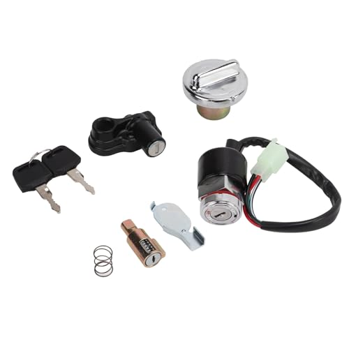 Zündschloss Motorrad Zündschalter-Schloss-Set, Zündschalter-Gasabdeckungs-Kit, Helmschloss, 2-Schlüssel-Ersatz Für Dax Für Skyteam 50cc 125cc von Fguiieqj