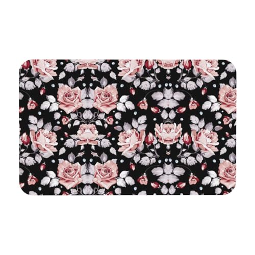 Fgwaauh Badematte, Kieselgur mit rosa Blumen, rutschfest, super saugfähig, schnell trocknend, Badezimmer-Bodenmatte von Fgwaauh