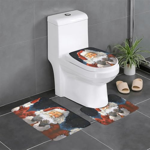 Fgwaauh Badezimmerteppich-Set, Weihnachtsmann im Schnee, rutschfest, weich, U-förmig, für Badezimmer, Badewanne, Dusche Fgwaauh Badezimmerteppich-Set, Weihnachtsmann im Schnee, rutschfest, weich, U-förmig, für Badezimmer, Badewanne, Dusche von Fgwaauh