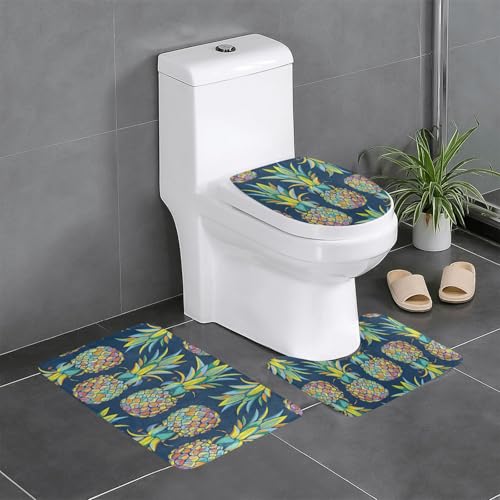 Fgwaauh Badezimmerteppich-Set, tropische Früchte, Ananas, rutschfest, weich, U-förmig, WC, für Badezimmer, Badewanne, Dusche Fgwaauh Badezimmerteppich-Set, tropische Früchte, Ananas, rutschfest, weich, U-förmig, WC, für Badezimmer, Badewanne, Dusche von Fgwaauh