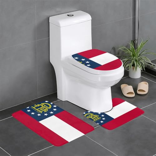Fgwaauh Badezimmerteppich-Set Georgia Staatsflagge, rutschfest, weich, U-förmig, WC für Badezimmer, Badewanne, Dusche Fgwaauh Badezimmerteppich-Set Georgia Staatsflagge, rutschfest, weich, U-förmig, WC für Badezimmer, Badewanne, Dusche von Fgwaauh