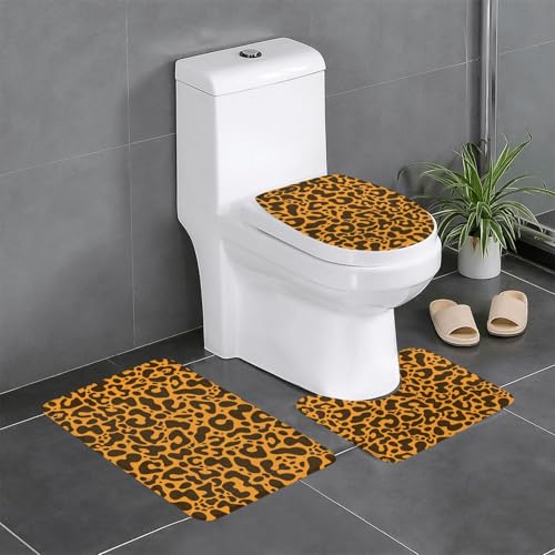 Fgwaauh Badezimmerteppich-Set mit Leopardenmuster, rutschfest, weich, U-förmig, WC für Badezimmer, Badewanne, Dusche Fgwaauh Badezimmerteppich-Set mit Leopardenmuster, rutschfest, weich, U-förmig, WC für Badezimmer, Badewanne, Dusche von Fgwaauh