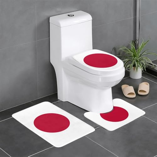 Fgwaauh Badezimmerteppich-Set mit japanischer Flagge, rutschfest, weich, U-förmig, WC für Badezimmer, Badewanne, Dusche Fgwaauh Badezimmerteppich-Set mit japanischer Flagge, rutschfest, weich, U-förmig, WC für Badezimmer, Badewanne, Dusche von Fgwaauh