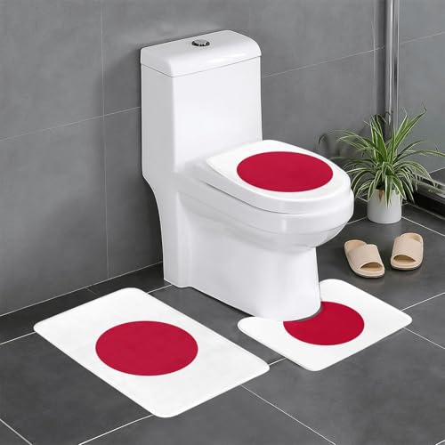 Fgwaauh Badezimmerteppich-Set mit japanischer Flagge, rutschfest, weich, U-förmig, WC für Badezimmer, Badewanne, Dusche Fgwaauh Badezimmerteppich-Set mit japanischer Flagge, rutschfest, weich, U-förmig, WC für Badezimmer, Badewanne, Dusche von Fgwaauh
