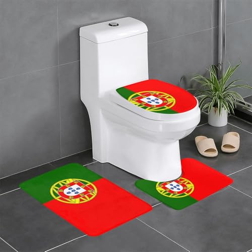 Fgwaauh Badezimmerteppich-Set mit portugiesischer Flagge, rutschfest, weich, U-förmig, WC für Badezimmer, Badewanne, Dusche Fgwaauh Badezimmerteppich-Set mit portugiesischer Flagge, rutschfest, weich, U-förmig, WC für Badezimmer, Badewanne, Dusche von Fgwaauh