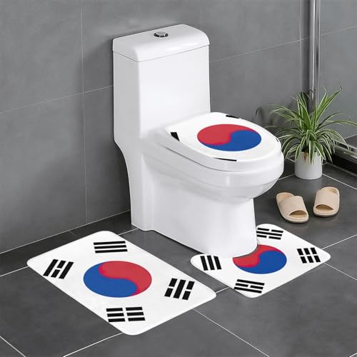 Fgwaauh Badteppich-Set, Motiv: Flagge der Republik Korea, 3-teilig, rutschfeste, weiche Teppichmatten, U-förmige Toilette für Badezimmer, Badewanne, Dusche Fgwaauh Badteppich-Set, Motiv: Flagge der Republik Korea, 3-teilig, rutschfeste, weiche Teppichmatten, U-förmige Toilette für Badezimmer, Badewanne, Dusche von Fgwaauh