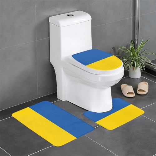 Fgwaauh Badteppich-Set, Motiv: Flagge der Ukraine, 3-teilig, rutschfest, weich, U-förmig, WC für Badezimmer, Badewanne, Dusche Fgwaauh Badteppich-Set, Motiv: Flagge der Ukraine, 3-teilig, rutschfest, weich, U-förmig, WC für Badezimmer, Badewanne, Dusche von Fgwaauh