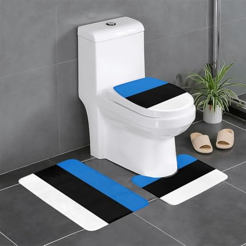 Fgwaauh Badteppich-Set, Motiv: Flagge von Estland, rutschfest, weich, U-förmig, WC für Badezimmer, Badewanne, Dusche Fgwaauh Badteppich-Set, Motiv: Flagge von Estland, rutschfest, weich, U-förmig, WC für Badezimmer, Badewanne, Dusche von Fgwaauh