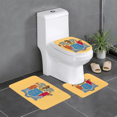 Fgwaauh Badteppich-Set, Motiv: Flagge von New Jersey, rutschfest, weich, U-förmig, WC für Badezimmer, Badewanne, Dusche Fgwaauh Badteppich-Set, Motiv: Flagge von New Jersey, rutschfest, weich, U-förmig, WC für Badezimmer, Badewanne, Dusche von Fgwaauh