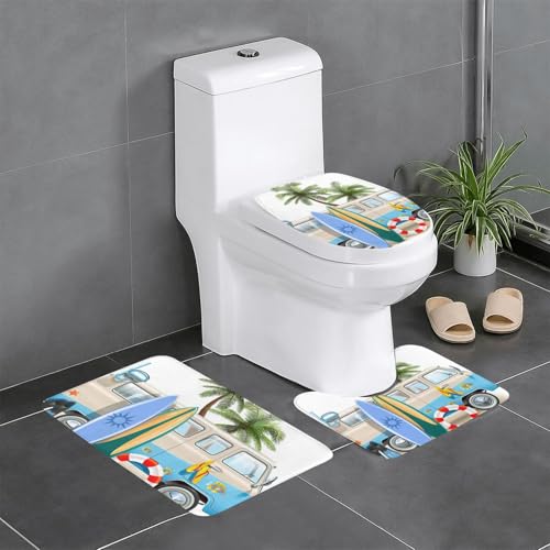 Fgwaauh Badteppich-Set, Motiv: Surfen mit Tauchflossen, 3-teilig, rutschfeste, weiche Teppichmatten, U-förmige Toilette für Badezimmer, Badewanne, Dusche Fgwaauh Badteppich-Set, Motiv: Surfen mit Tauchflossen, 3-teilig, rutschfeste, weiche Teppichmatten, U-förmige Toilette für Badezimmer, Badewanne, Dusche von Fgwaauh
