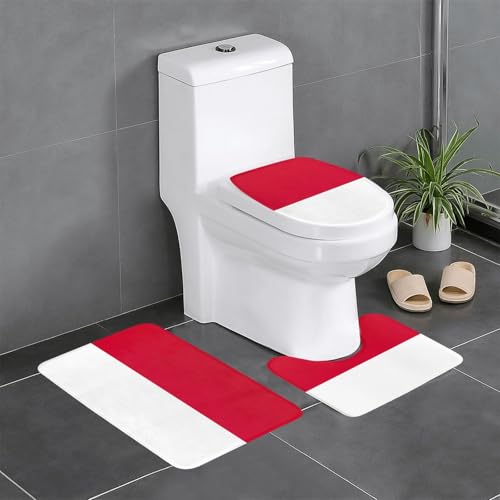 Fgwaauh Badteppich-Set Flagge von Monaco, 3-teilig, rutschfest, weich, U-förmig, WC für Badezimmer, Badewanne, Dusche Fgwaauh Badteppich-Set Flagge von Monaco, 3-teilig, rutschfest, weich, U-förmig, WC für Badezimmer, Badewanne, Dusche von Fgwaauh