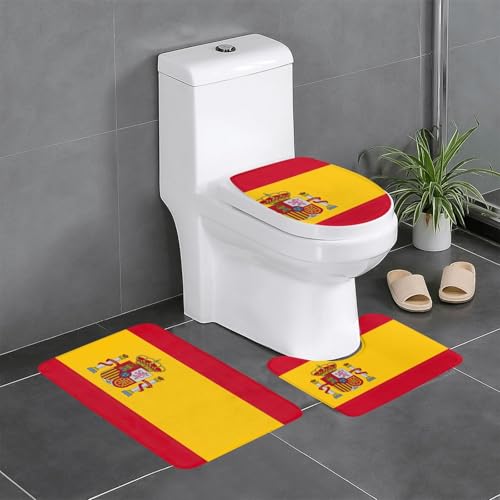 Fgwaauh Badteppich-Set mit spanischer Flagge, rutschfest, weich, U-förmig, WC für Badezimmer, Badewanne, Dusche Fgwaauh Badteppich-Set mit spanischer Flagge, rutschfest, weich, U-förmig, WC für Badezimmer, Badewanne, Dusche von Fgwaauh