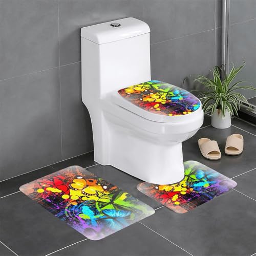 Fgwaauh Beauty Animal Butterfly Badezimmerteppich-Set, 3-teilig, rutschfeste weiche Teppichmatten, U-förmige Toilette für Badezimmer, Badewanne, Dusche Fgwaauh Beauty Animal Butterfly Badezimmerteppich-Set, 3-teilig, rutschfeste weiche Teppichmatten, U-förmige Toilette für Badezimmer, Badewanne, Dusche von Fgwaauh