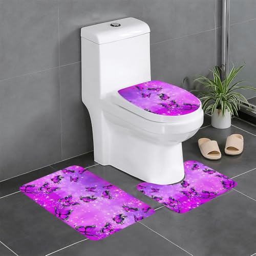 Fgwaauh Butterfly Badezimmerteppich-Set, 3-teilig, rutschfeste weiche Teppichmatten, U-förmige Toilette für Badezimmer, Badewanne, Dusche Fgwaauh Butterfly Badezimmerteppich-Set, 3-teilig, rutschfeste weiche Teppichmatten, U-förmige Toilette für Badezimmer, Badewanne, Dusche von Fgwaauh
