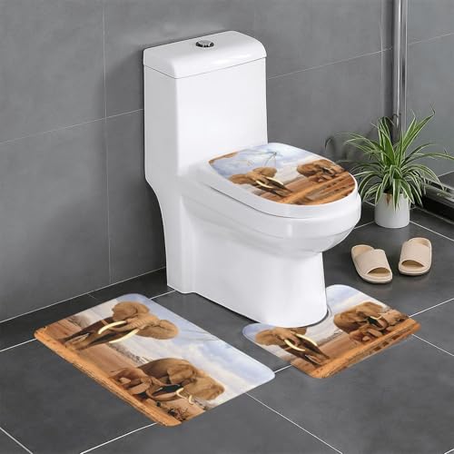 Fgwaauh Elephant Family Badezimmerteppich-Set, 3-teilig, rutschfeste weiche Teppichmatten, U-förmige Toilette für Badezimmer, Badewanne, Dusche Fgwaauh Elephant Family Badezimmerteppich-Set, 3-teilig, rutschfeste weiche Teppichmatten, U-förmige Toilette für Badezimmer, Badewanne, Dusche von Fgwaauh