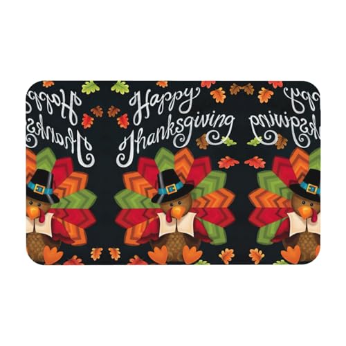Fgwaauh Happy Thanksgiving Turkey Kieselgur Duschmatte, rutschfest, super saugfähig, schnell trocknend, Badezimmer-Bodenmatte von Fgwaauh