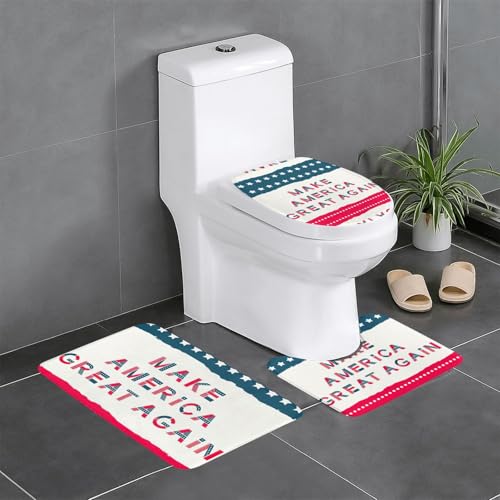Fgwaauh Make America Great Again Badezimmerteppich-Set, 3-teilig, rutschfeste, weiche Teppichmatten, U-förmige Toilette für Badezimmer, Badewanne, Dusche Fgwaauh Make America Great Again Badezimmerteppich-Set, 3-teilig, rutschfeste, weiche Teppichmatten, U-förmige Toilette für Badezimmer, Badewanne, Dusche von Fgwaauh