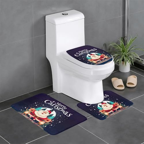 Fgwaauh Merry Christmas Badezimmerteppich-Set, 3-teilig, rutschfeste weiche Teppichmatten, U-förmige Toilette für Badezimmer, Badewanne, Dusche Fgwaauh Merry Christmas Badezimmerteppich-Set, 3-teilig, rutschfeste weiche Teppichmatten, U-förmige Toilette für Badezimmer, Badewanne, Dusche von Fgwaauh