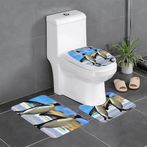Fgwaauh Niedlicher Pinguin-Badezimmerteppich-Set, 3-teilig, rutschfeste, weiche Teppichmatten, U-förmige Toilette für Badezimmer, Badewanne, Dusche Fgwaauh Niedlicher Pinguin-Badezimmerteppich-Set, 3-teilig, rutschfeste, weiche Teppichmatten, U-förmige Toilette für Badezimmer, Badewanne, Dusche von Fgwaauh