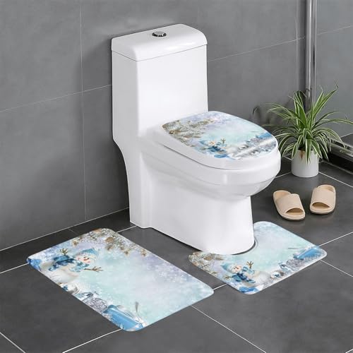 Fgwaauh Niedlicher Schneemann-Badezimmerteppich-Set, 3-teilig, rutschfest, weich, U-förmig, WC für Badezimmer, Badewanne, Dusche Fgwaauh Niedlicher Schneemann-Badezimmerteppich-Set, 3-teilig, rutschfest, weich, U-förmig, WC für Badezimmer, Badewanne, Dusche von Fgwaauh