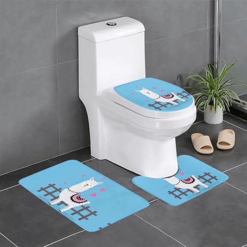 Fgwaauh Niedliches Alpakas-Badezimmerteppich-Set, 3-teilig, rutschfeste, weiche Teppichmatten, U-förmige Toilette für Badezimmer, Badewanne, Dusche Fgwaauh Niedliches Alpakas-Badezimmerteppich-Set, 3-teilig, rutschfeste, weiche Teppichmatten, U-förmige Toilette für Badezimmer, Badewanne, Dusche von Fgwaauh