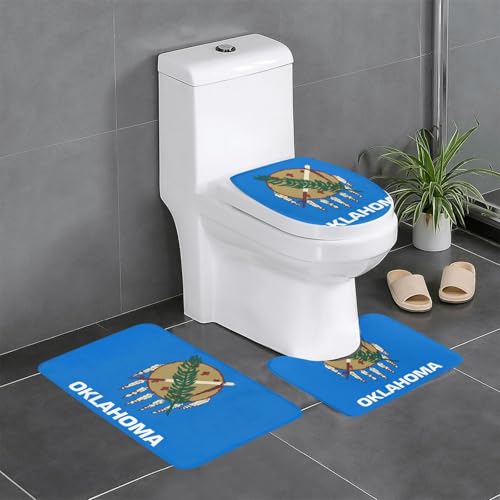 Fgwaauh Oklahoma Badezimmerteppich-Set, 3-teilig, rutschfest, weich, U-förmig, WC für Badezimmer, Badewanne, Dusche Fgwaauh Oklahoma Badezimmerteppich-Set, 3-teilig, rutschfest, weich, U-förmig, WC für Badezimmer, Badewanne, Dusche von Fgwaauh