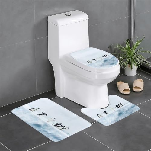 Fgwaauh Penguins On The Iceberg Badezimmerteppich-Set, 3-teilig, rutschfeste, weiche Teppichmatten, U-förmige Toilette für Badezimmer, Badewanne, Dusche Fgwaauh Penguins On The Iceberg Badezimmerteppich-Set, 3-teilig, rutschfeste, weiche Teppichmatten, U-förmige Toilette für Badezimmer, Badewanne, Dusche von Fgwaauh