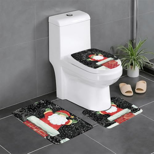 Fgwaauh Santa Claus Art Badezimmerteppich-Set, 3-teilig, rutschfeste weiche Teppichmatten, U-förmige Toilette für Badezimmer, Badewanne, Dusche Fgwaauh Santa Claus Art Badezimmerteppich-Set, 3-teilig, rutschfeste weiche Teppichmatten, U-förmige Toilette für Badezimmer, Badewanne, Dusche von Fgwaauh
