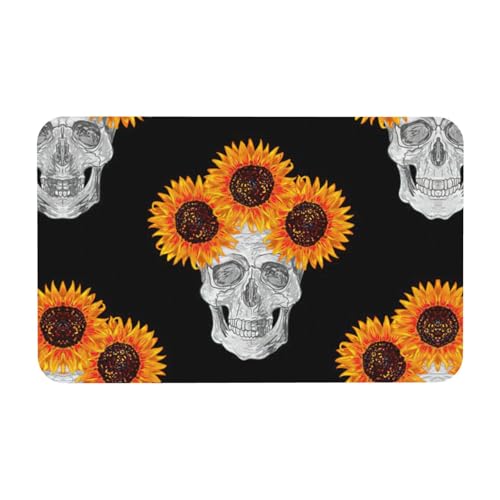 Fgwaauh Sonnenblumen-Halloween-Totenkopf-Kieselgur Duschmatte, rutschfest, super saugfähig, schnell trocknend, Badezimmer-Bodenmatte Fgwaauh Sonnenblumen-Halloween-Totenkopf-Kieselgur Duschmatte, rutschfest, super saugfähig, schnell trocknend, Badezimmer-Bodenmatte von Fgwaauh