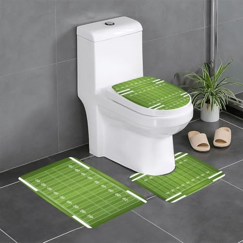Fgwaauh Sportplatz in Grün Badezimmerteppich-Set, 3-teilig, rutschfest, weiche Teppichmatten, U-förmige Toilette für Badezimmer, Badewanne, Dusche Fgwaauh Sportplatz in Grün Badezimmerteppich-Set, 3-teilig, rutschfest, weiche Teppichmatten, U-förmige Toilette für Badezimmer, Badewanne, Dusche von Fgwaauh