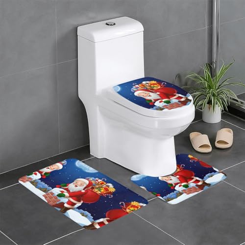Fgwaauh Weihnachtsmann-Badezimmerteppich-Set, 3-teilig, rutschfeste weiche Teppichmatten, U-förmige Toilette für Badezimmer, Badewanne, Dusche Fgwaauh Weihnachtsmann-Badezimmerteppich-Set, 3-teilig, rutschfeste weiche Teppichmatten, U-förmige Toilette für Badezimmer, Badewanne, Dusche von Fgwaauh
