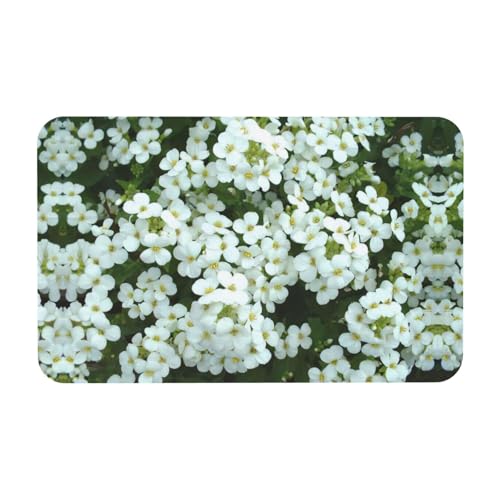 Fgwaauh Weiße Blumen Kieselgur Duschmatte, rutschfest, super saugfähig, schnell trocknend, Badezimmer-Bodenmatte von Fgwaauh