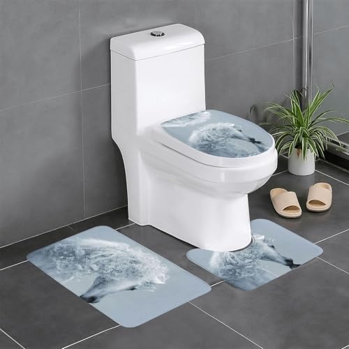 Fgwaauh Weißer Hengst Badezimmerteppich-Set, 3-teilig, rutschfeste, weiche Teppichmatten, U-förmige Toilette für Badezimmer, Badewanne, Dusche Fgwaauh Weißer Hengst Badezimmerteppich-Set, 3-teilig, rutschfeste, weiche Teppichmatten, U-förmige Toilette für Badezimmer, Badewanne, Dusche von Fgwaauh