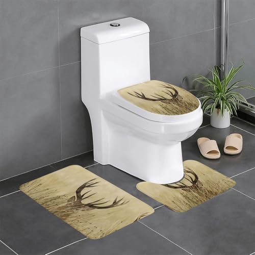 Fgwaauh Whitetail Badteppich-Set, Rehkitz in der Wildnis, Hirsch, rutschfest, weich, U-förmig, WC, für Badezimmer, Badewanne, Dusche, 3-teilig Fgwaauh Whitetail Badteppich-Set, Rehkitz in der Wildnis, Hirsch, rutschfest, weich, U-förmig, WC, für Badezimmer, Badewanne, Dusche, 3-teilig von Fgwaauh