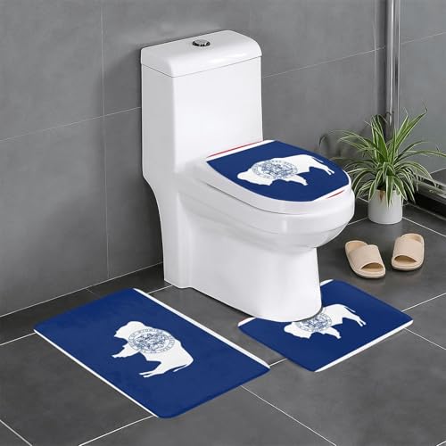 Fgwaauh Wyoming Badezimmerteppich-Set mit Staatsflagge, rutschfest, weich, U-förmig, WC für Badezimmer, Badewanne, Dusche Fgwaauh Wyoming Badezimmerteppich-Set mit Staatsflagge, rutschfest, weich, U-förmig, WC für Badezimmer, Badewanne, Dusche von Fgwaauh