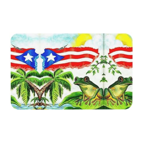 Puerto Rico-Flagge, Frosch, Palmen, Kieselgur Duschmatte, rutschfest, super saugfähig, schnell trocknend, Badezimmer-Bodenmatte Puerto Rico-Flagge, Frosch, Palmen, Kieselgur Duschmatte, rutschfest, super saugfähig, schnell trocknend, Badezimmer-Bodenmatte von Fgwaauh